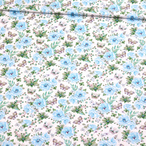 Bavlnená látka vzor malé modré kvetiny na bielom podklade, metráž 160 cm    