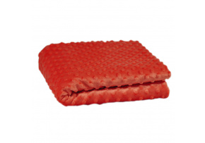 Látka Minky 380 mikroplyš vzor bodky, farba tm. oranžová