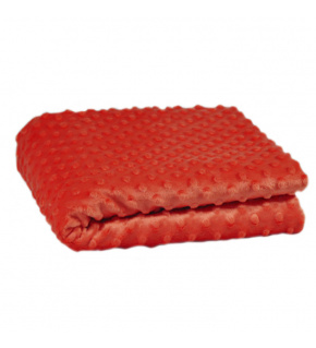 Látka Minky 380 mikroplyš vzor bodky, farba tm. oranžová