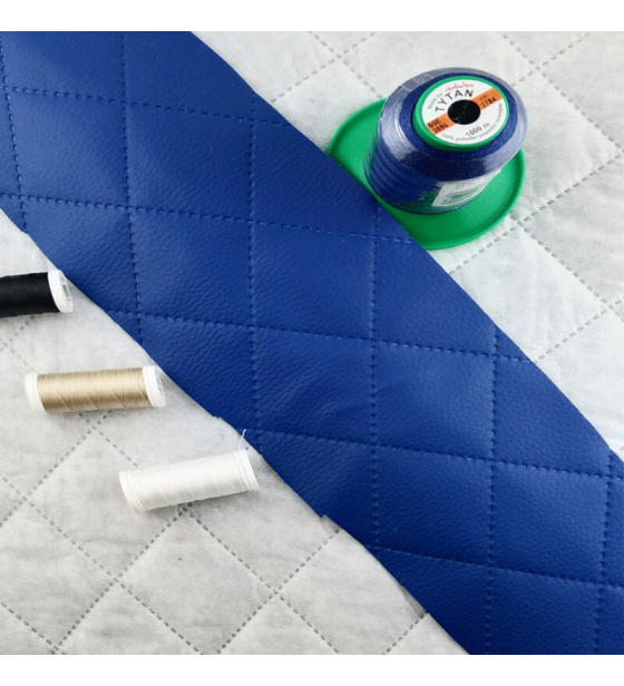 Ekokůže barva chaber modrá prošívaná ultrazvukem, koženka metráž