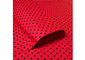 Tissu coton au métre couleur Rouge pois Noire 10 mm