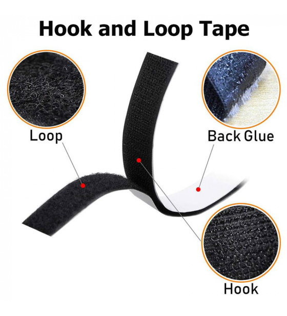 Pásek na suchý zip s lepidlem černý 50  mm