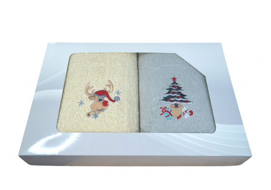 Sada ručníků Froté 2 ks, barva  Šedá a Ecru