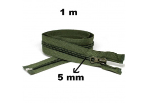 Zips špirálový, farba khaki 5 mm, dĺžka 100 cm