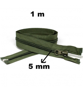 Zips špirálový, farba khaki 5 mm, dĺžka 100 cm