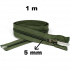 Zips špirálový, farba khaki 5 mm, dĺžka 100 cm