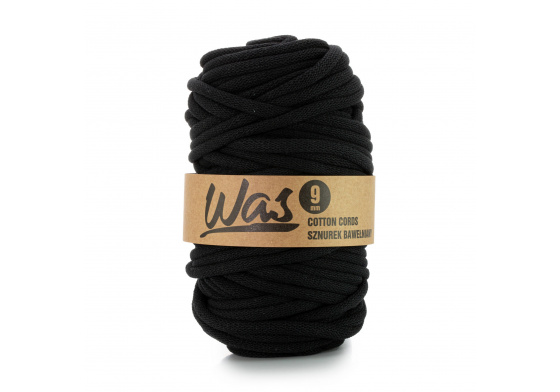 Bavlněná šňůra 9mm, 50m, černá 370