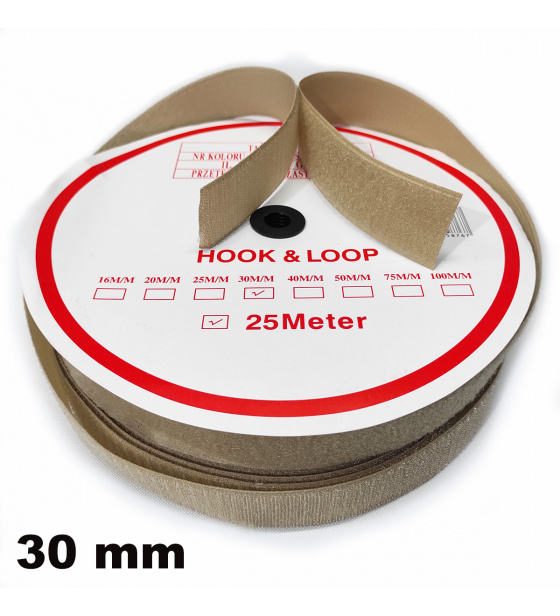 Pásek na suchý zip Háček a Smyčka set, barva béžová 30 mm balení 25 m