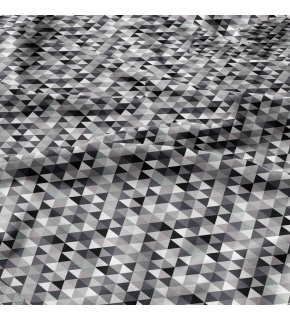 Bavlnená dekoračná látka vzor trojuholníky čierne 2 cm, metráž 160 cm