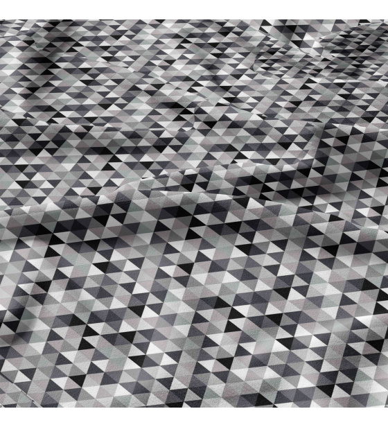 Bavlnená dekoračná látka vzor trojuholníky čierne 2 cm, metráž 160 cm