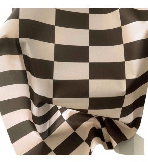 Látka do exteriéru na zahradné lehátka a húpacie siete, farba Béžovo-Hnědá Šachovnica 5x10 cm