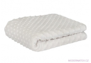 Látka Minky 380 mikroplyš vzor bodky, farba biela 
