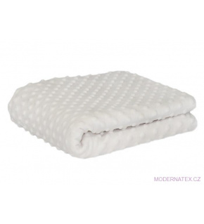 Látka Minky 380 mikroplyš vzor bodky, farba biela 