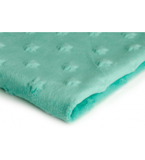 Látka Minky mikroplyš hviezdy, farba mentolová Látka Minky mikroplyš hviezdy, farba mentolová