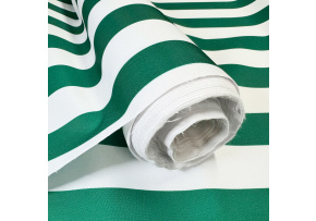 Látka do exteriéru na zahradné lehátka a húpacie siete, farba bielo-zelená, prúžok 5 cm Látka do exteriéru na zahradné lehátka a húpacie siete, farba bielo-zelená, prúžok 5 cm
