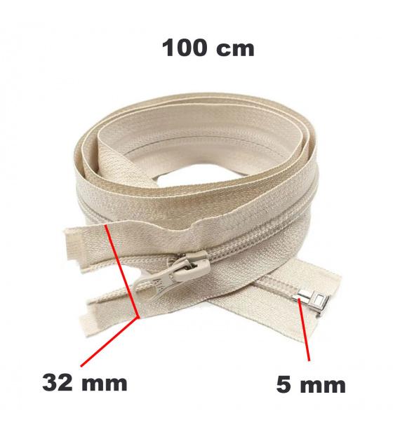 Zips špirálový, farba béžová 5 mm, dĺžka 100 cm