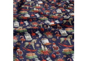 Vianočný vzor bavlnenej látky Vianočné Motív na Granátovom, metráž 160 cm Vianočný vzor bavlnenej látky Vianočné Motív na Granátovom, metráž 160 cm