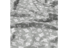 Bavlnená látka lebky na šedom, metráž 160 cm Bavlnená látka lebky na šedom, metráž 160 cm