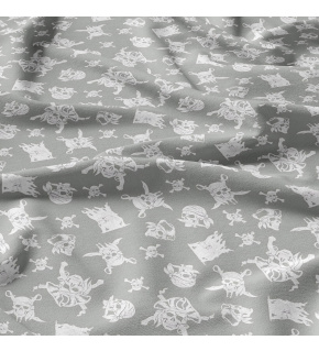 Bavlnená látka lebky na šedom, metráž 160 cm