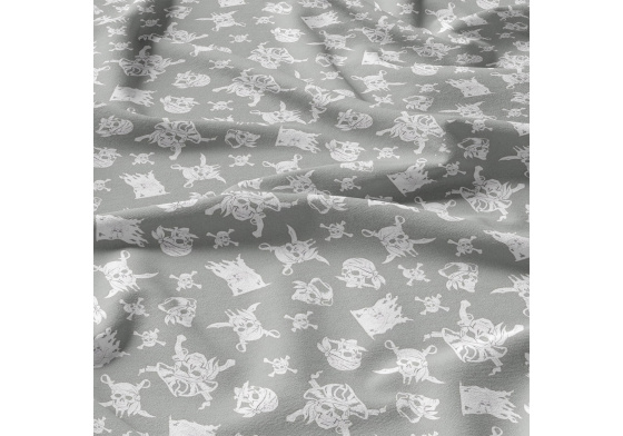 Bavlnená látka lebky na šedom, metráž 160 cm