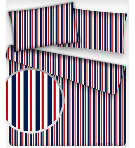 Dekorační dětské bavlněné látky metráž Proužek barva modrá a červená