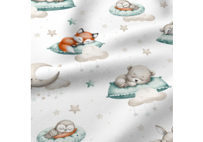 Bavlněné látky vzor Dobrý Spánok na bielom