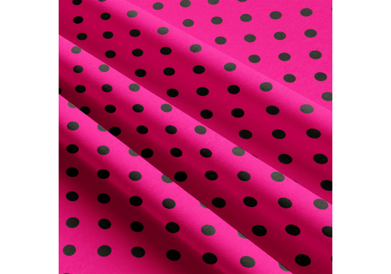 Bavlnená látka, vzor Černá Bodka na Amarantovom podklade 10 mm, metráž 160 cm
