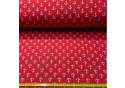 Tkanina bawełniana wzór białe kotwice na czerwonym tle