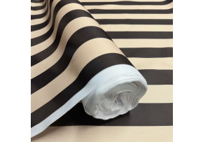 Látka do exteriéru na zahradné lehátka a húpacie siete, farba béžovo-čokoládová, prúžok 5 cm Látka do exteriéru na zahradné lehátka a húpacie siete, farba béžovo-čokoládová, prúžok 5 cm