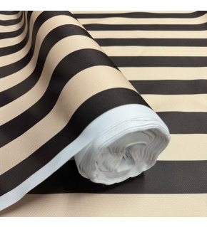 Látka do exteriéru na zahradné lehátka a húpacie siete, farba béžovo-čokoládová, prúžok 5 cm