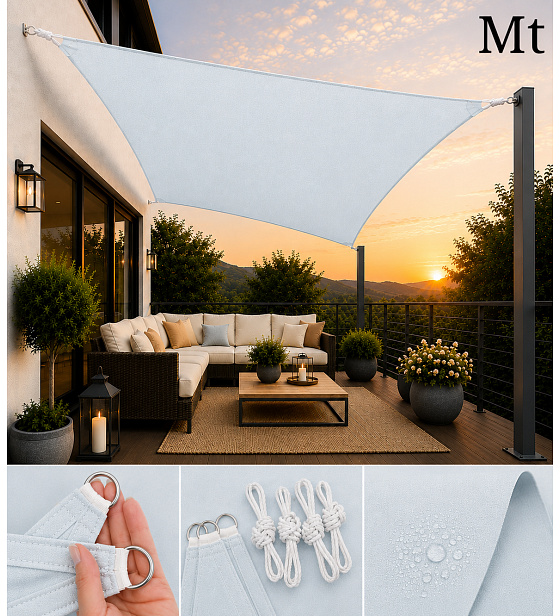 Slnečná tieniaca plachta 3x2 m, Oxford 165 g/m², modrá