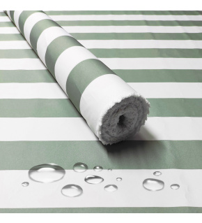 Nepremokavá látka, farba šedo-zelená prúžky, metráž 160 cm 