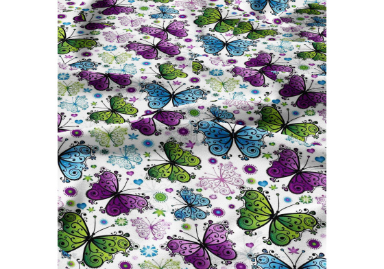 Bavlněná látka, metráž. Motýlci Léto na Bílém 