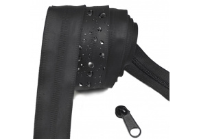 Vodeodolný zips špirálový, farba čierna 8 mm, metráž