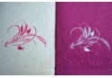 Serviette de toilette à broder en coton, éponge (2 pièces) Amarante et Ecru