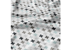 Bavlnená látka vzor plusy modré na bielom 5 cm, metráž 160 cm