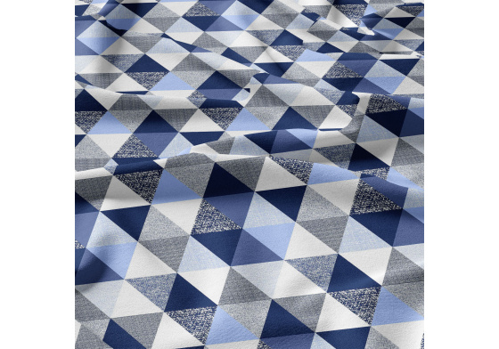 Bavlnená látka 481 vzor trojuholníky 9 cm, metráž 160 cm