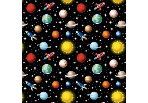 Bavlnená látka vzor kosmos, Černý podklad, metráž 160 cm Bavlnená látka vzor kosmos, Černý podklad, metráž 160 cm