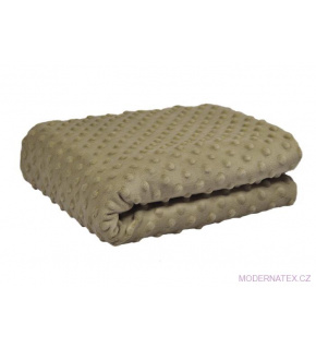Látka Minky 380 mikroplyš vzor bodky, farba cappuccino